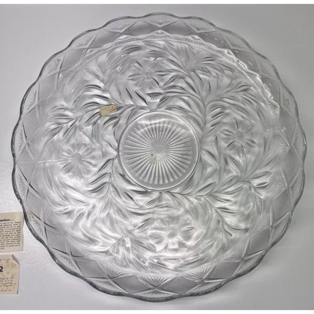 Vintage Clear Glass Cut Crystal Serving Bowl